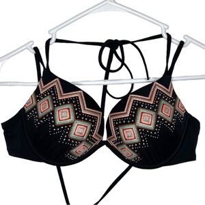 Shade & Shore Black and Multicolor Bikini Top